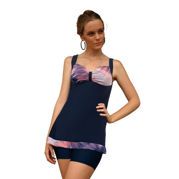 Women Tankini With Abstract Boyleg Two Piece Swimsuit - Picture 1 of 3